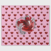 Red heart on pink background Wrapping Paper love ラッピングペーパー (フラット)