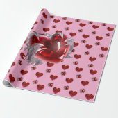 Red heart on pink background Wrapping Paper love ラッピングペーパー (アンロールド)