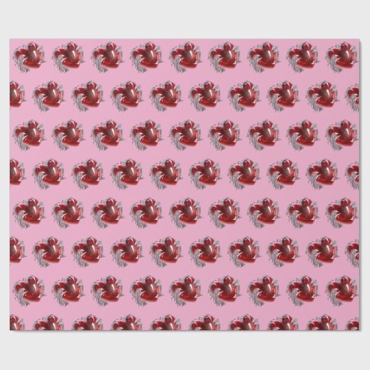 Red heart on pink background Wrapping Paper love ラッピングペーパー (フラット)