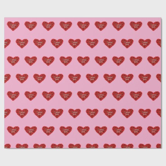 Red heart on pink background Wrapping Paper love ラッピングペーパー (フラット)