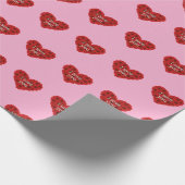 Red heart on pink background Wrapping Paper love ラッピングペーパー (角)