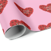 Red heart on pink background Wrapping Paper love ラッピングペーパー (ロールコーナー)