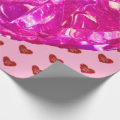 Red heart on pink background Wrapping Paper love ラッピングペーパー (角)