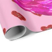 Red heart on pink background Wrapping Paper love ラッピングペーパー (ロールコーナー)