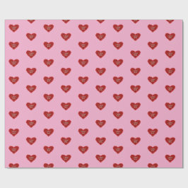Red heart on pink background Wrapping Paper love ラッピングペーパー