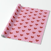 Red heart on pink background Wrapping Paper love ラッピングペーパー (アンロールド)