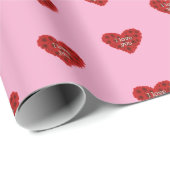 Red heart on pink background Wrapping Paper love ラッピングペーパー (ロールコーナー)