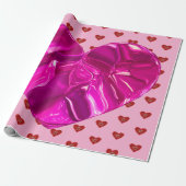 Red heart on pink background Wrapping Paper love ラッピングペーパー (アンロールド)