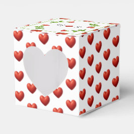Red Heart Pattern Gift Box with Heart Window フェイバーボックス