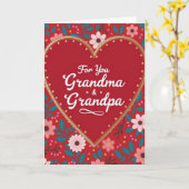 Red Heart Pattern Grandma Grandpa Card カード (黄色い花)