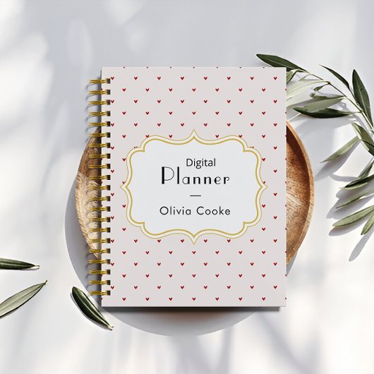 Red Heart Personalized Planner With Custom Name プランナー手帳