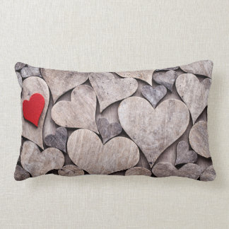 Red heart pillow. Valentines day presents. ランバークッション