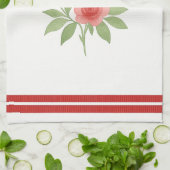 Red Heart Pink Roses Valentine's Day キッチンタオル (折り畳み)