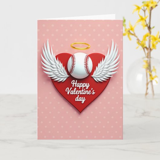 Red Heart Polka Dots Card カード (黄色い花)