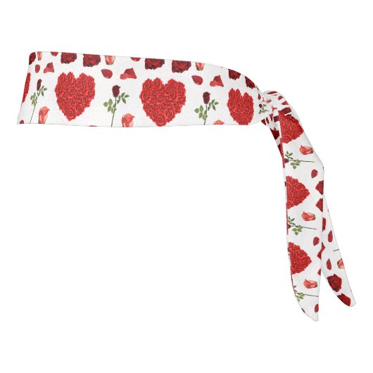 Red heart red flowers garden chic floral foliage タイヘッドバンド (回転90)
