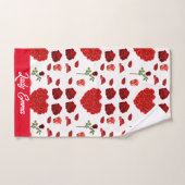 Red heart red flowers garden chic floral foliage バスタオルセット (ハンドタオル)