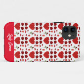 Red heart red flowers garden chic floral foliage Case-Mate iPhoneケース (裏面(横))
