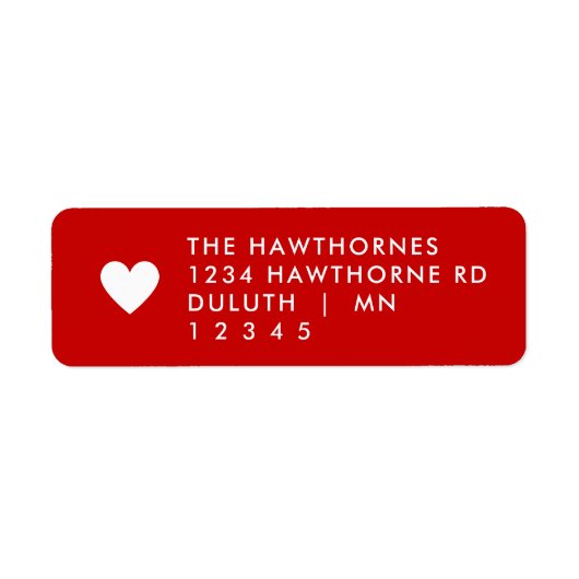 Red Heart Return Address  ラベル (正面)