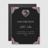 Red Heart Save The Date Wedding Magnetic Invitatio マグネット招待状 (正面/裏面)