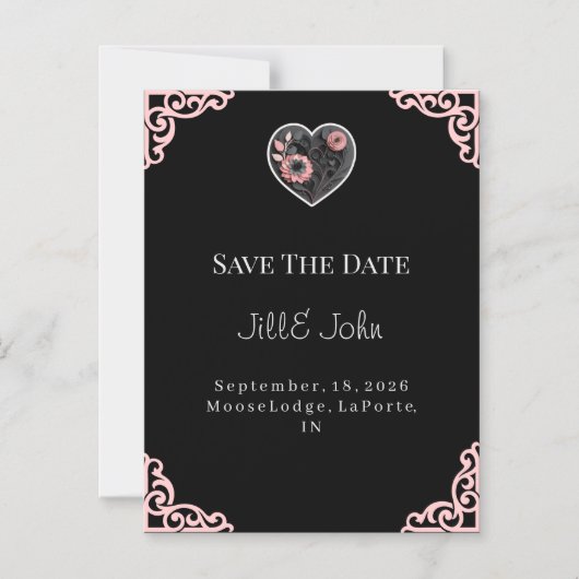 Red Heart Save The Date Wedding Magnetic Invitatio マグネット招待状 (正面)