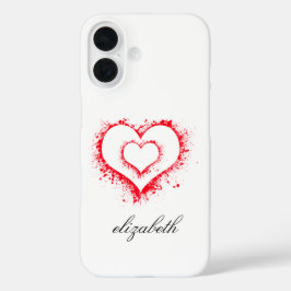 red heart shape colorful background personalized  iPhone 16ケース