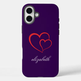 red heart shape colorful background personalized  iPhone 16 plusケース