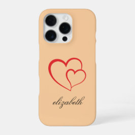 red heart shape colorful background personalized  iPhone 16 proケース