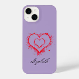 red heart shape colorful background personalized  iPhone 14ケース