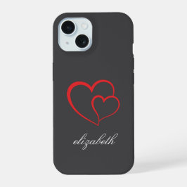 red heart shape colorful background personalized  iPhone 15ケース