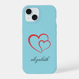 red heart shape colorful background personalized  iPhone 15ケース