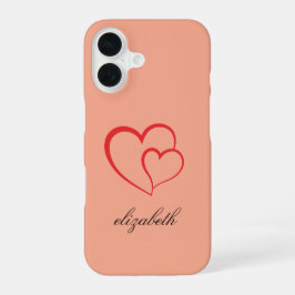 red heart shape colorful background personalized  iPhone 16ケース