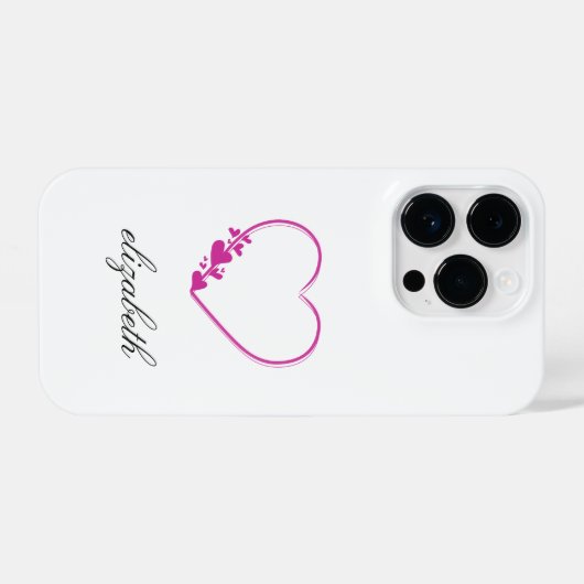 red heart shape withe background personalized  iPhoneケース (裏面横)