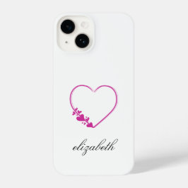 red heart shape withe background personalized  iPhone 14ケース
