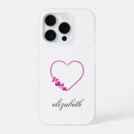 red heart shape withe background personalized  iPhone 16 proケース