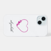 red heart shape withe background personalized  iPhone 15ケース (裏面横)