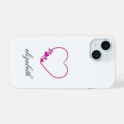 red heart shape withe background personalized  iPhone 15ケース (裏面横)