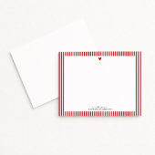 Red Heart Striped Valentine Note Card 招待状
