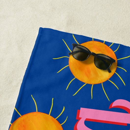 Red Heart Sunset Summer Dreams Blue ビーチタオル (インサイチュ)