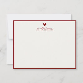 Red Heart Valentine’s Day Note Card 招待状