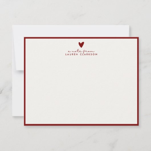 Red Heart Valentine’s Day Note Card 招待状 (正面)
