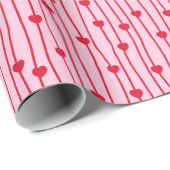 Red Heart Vines on Pink Wrapping Paper ラッピングペーパー (ロールコーナー)