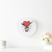 Red Heart Wall Clock – Valentine’s Day Home Decor ラウンド壁時計 (ホーム)