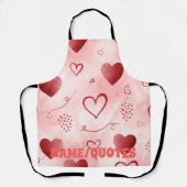 Red Heart Watercolor Seamless Pattern エプロン (正面)