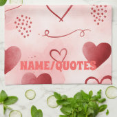 Red Heart Watercolor Seamless Pattern キッチンタオル (折り畳み)