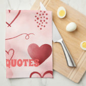 Red Heart Watercolor Seamless Pattern キッチンタオル (四つ折り)