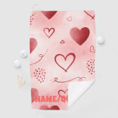 Red Heart Watercolor Seamless Pattern ゴルフタオル (インサイチュ)