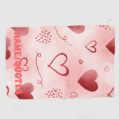 Red Heart Watercolor Seamless Pattern ゴルフタオル (横)