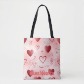 Red Heart Watercolor Seamless Pattern トートバッグ (正面)