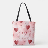 Red Heart Watercolor Seamless Pattern トートバッグ (裏面)