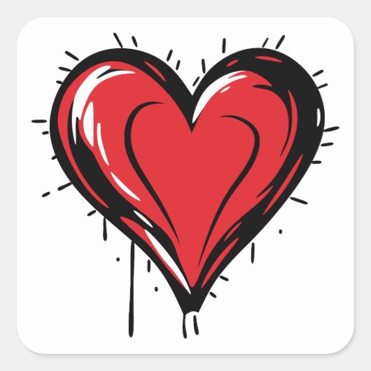 Red Heart with Bloody スクエアシール (正面)